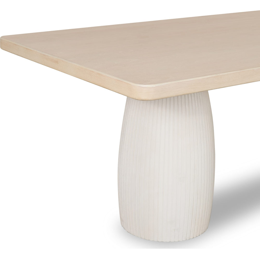 Zinnia Plaster Base Dining Table in White Sand and Ivory — product view on a white background