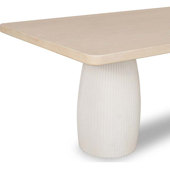 Zinnia Plaster Base Dining Table in White Sand and Ivory — product view on a white background