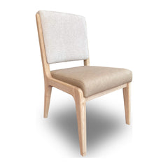 Zinnia Upholstered Dining Chair by Modus in White Sand, Buttermilk Leather and Dune Chenille — product view on a white background