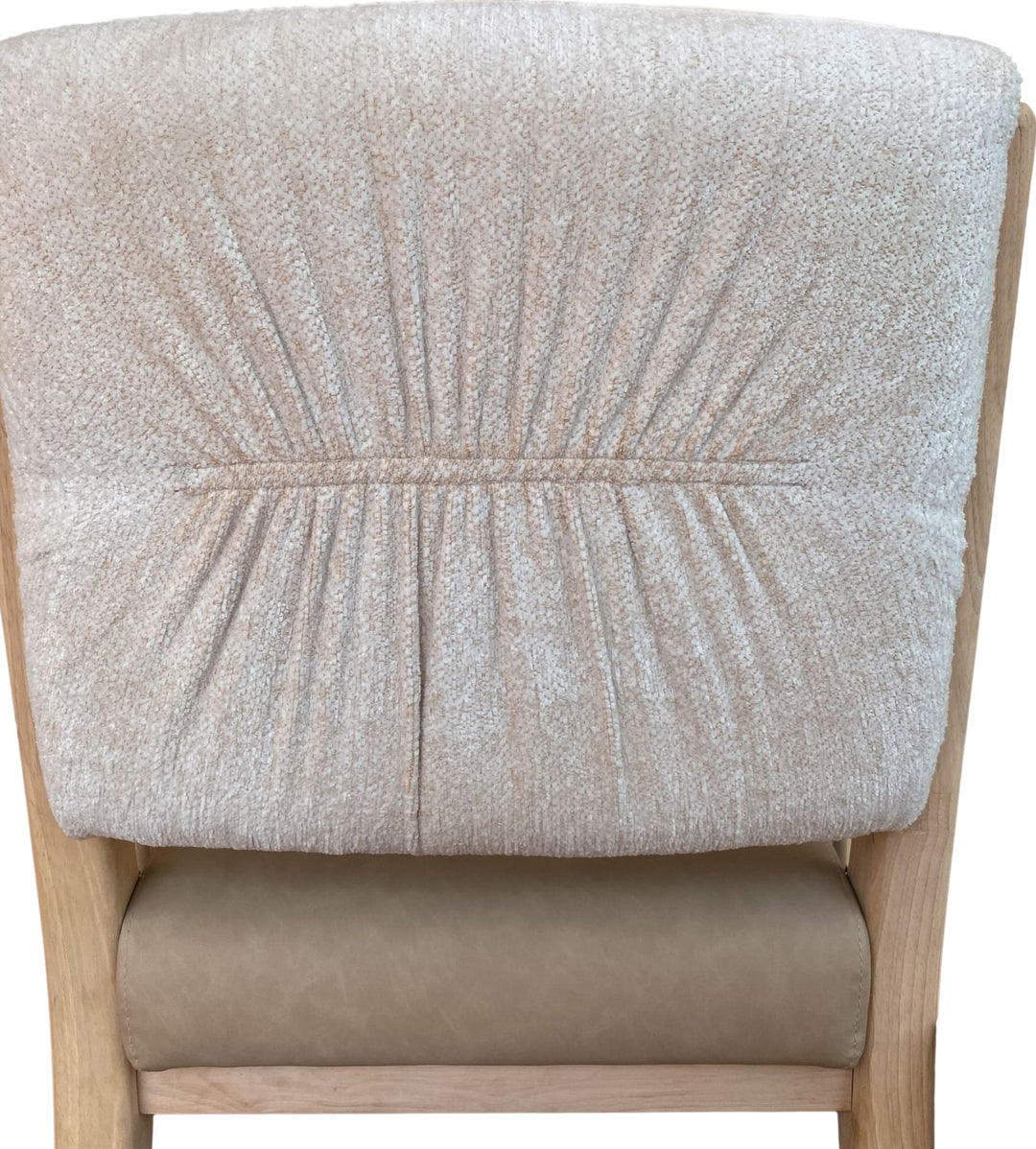 Zinnia Upholstered Dining Chair in White Sand, Buttermilk Leather and Dune Chenille — lifestyle photo