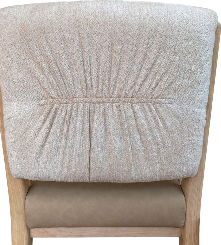 Zinnia Upholstered Dining Chair in White Sand, Buttermilk Leather and Dune Chenille — lifestyle photo