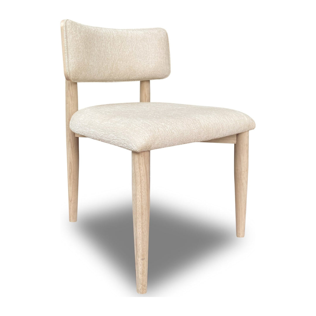 Zinnia Wood Back Dining Chair by Modus in White Sand and Dune Chenille — product view on a white background