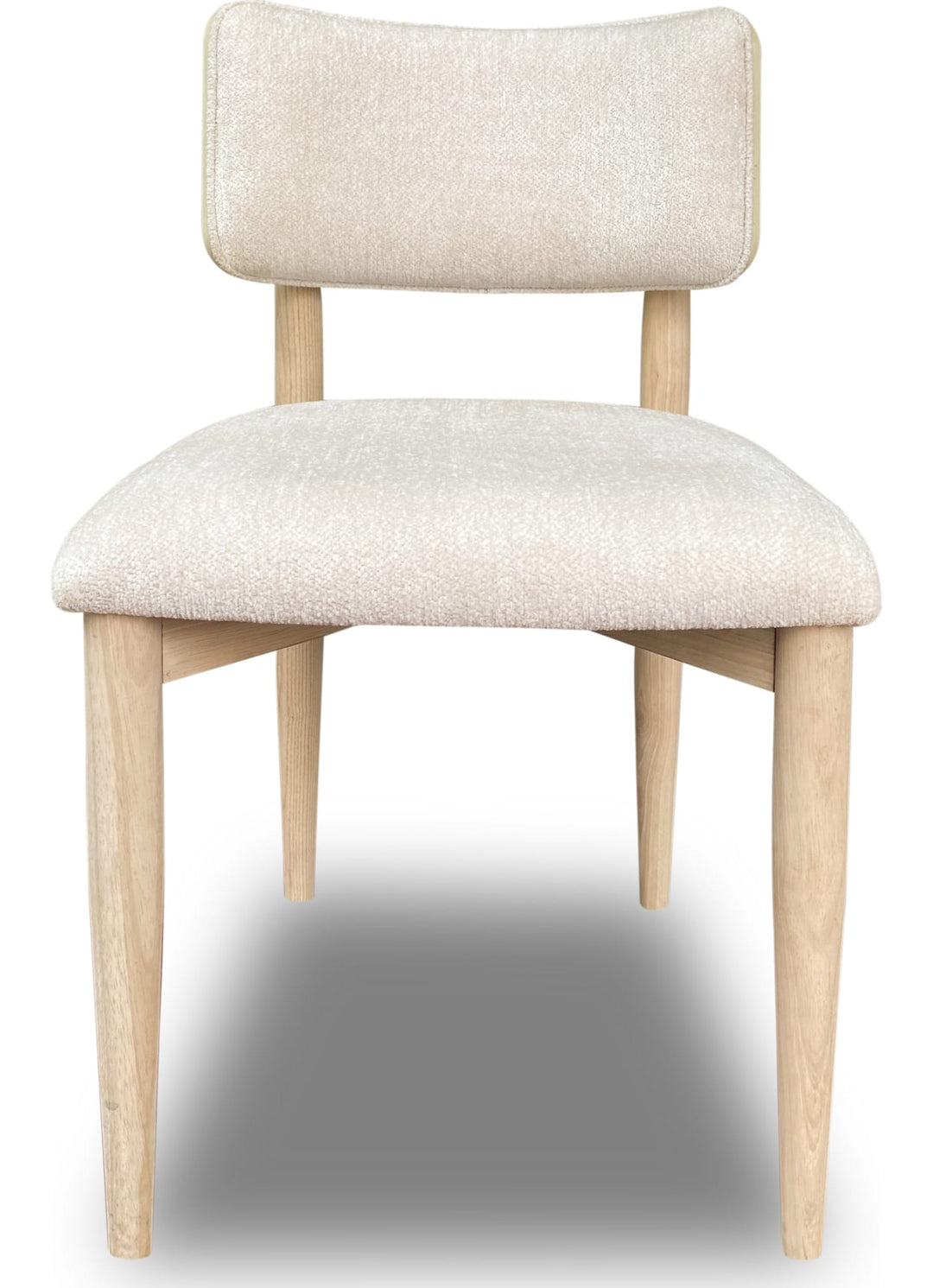 Zinnia Wood Back Dining Chair in White Sand and Dune Chenille — product view on a white background