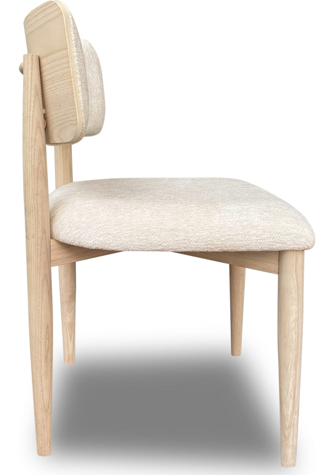 Zinnia Wood Back Dining Chair in White Sand and Dune Chenille — product view on a white background