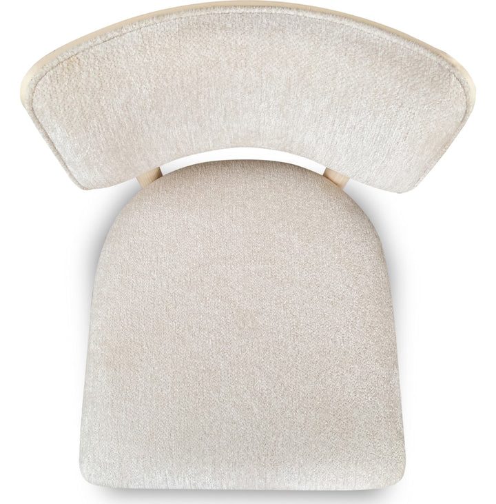Zinnia Wood Back Dining Chair in White Sand and Dune Chenille — product view on a white background