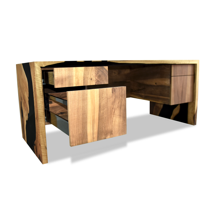 Black Waterfall Walnut Wood Desk Desks Arditi Collection