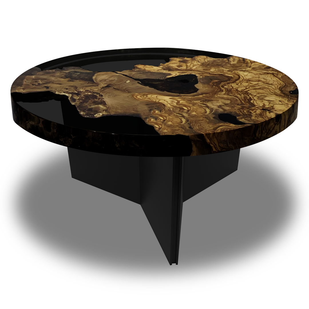 Black Medea Olive Wood Round Coffee Table Coffee Tables Arditi Collection