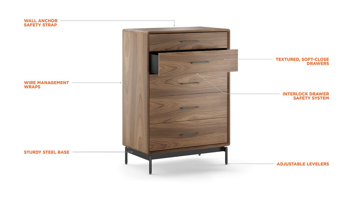 LINQ 9185 5-Drawer Chest Dressers BDI