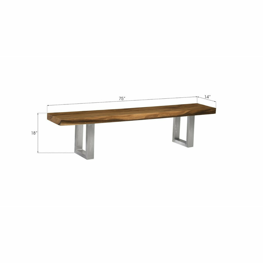 Origins Straight Edge Bench Brushed Stainless Legs Kitchen & Dining Benches Phillips Collection