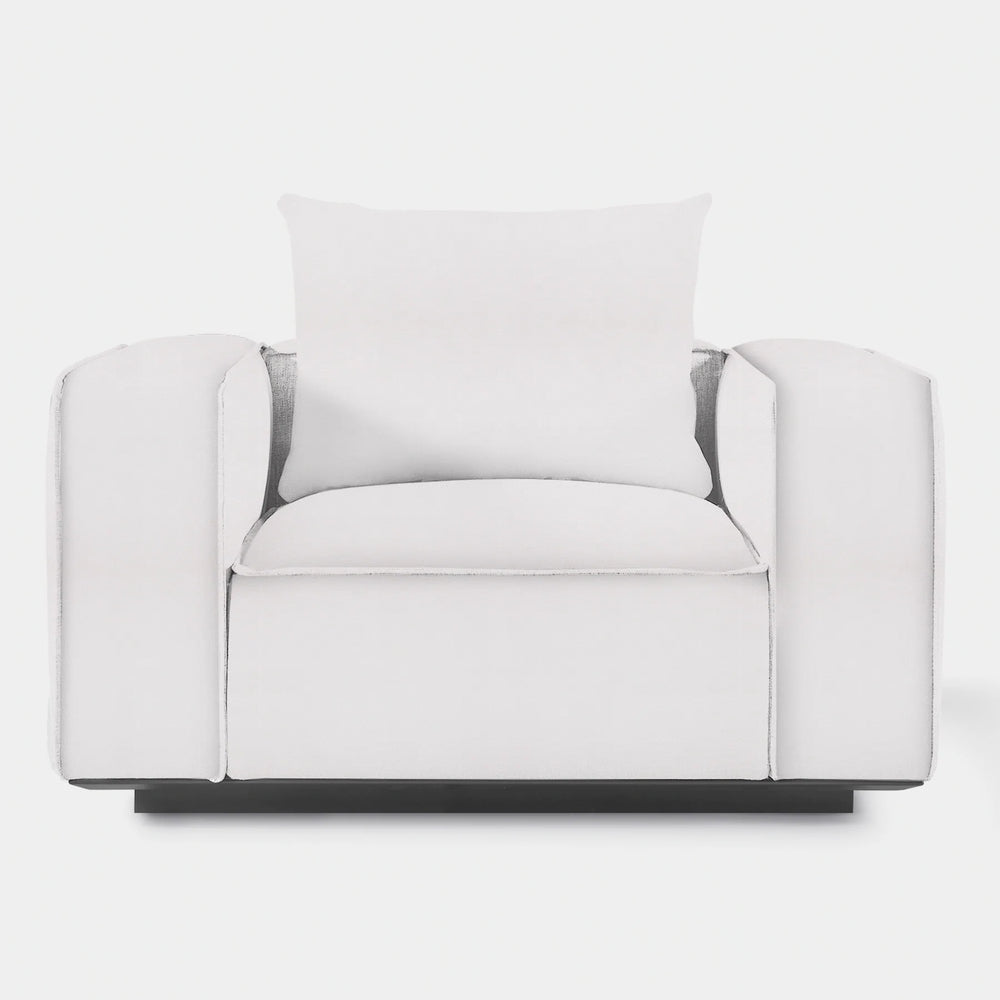 Harbour Outdoor Santorini lounge chair in white upholstery, front view