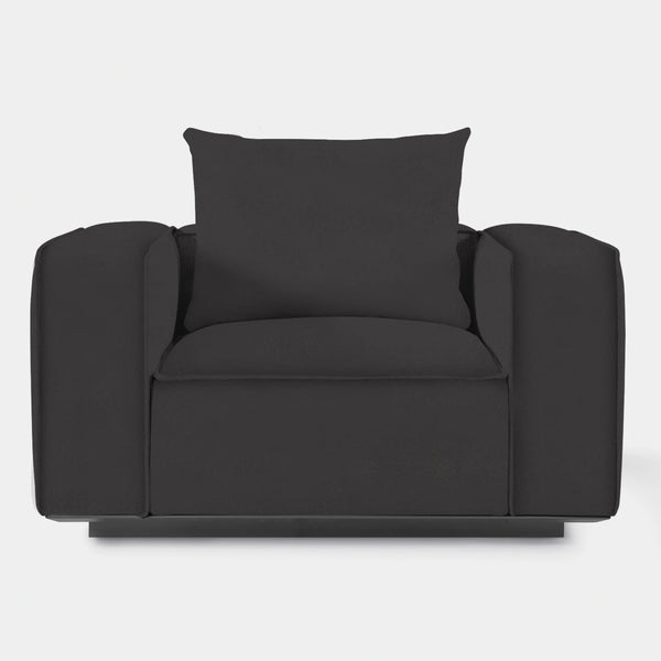 Harbour Outdoor Santorini lounge chair in black upholstery, front view