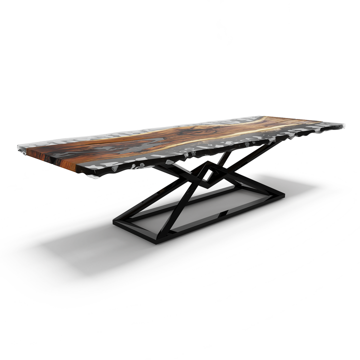 Black Abruzzo Walnut Wood Wavy Dining Table Dining Table Arditi Collection