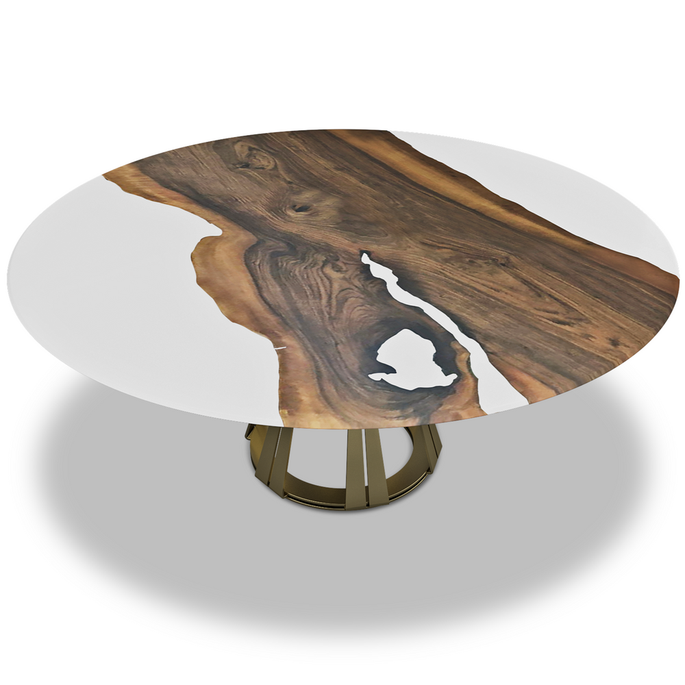 Atalante Walnut Round Table - Dining Table - www.arditicollection.com - Walnut Wood Dining Table, dining tables, dining chairs, buffets sideboards, kitchen islands counter tops, coffee tables, end side tables, center tables, consoles, accent chairs, sofas, tv stands, cabinets, bookcases, poufs benches, chandeliers, hanging lights, floor lamps, table desk lamps, wall lamps, decorative objects, wall decors, mirrors, walnut wood, olive wood, ash wood, silverberry wood, hackberry wood, chestnut wood, oak wood