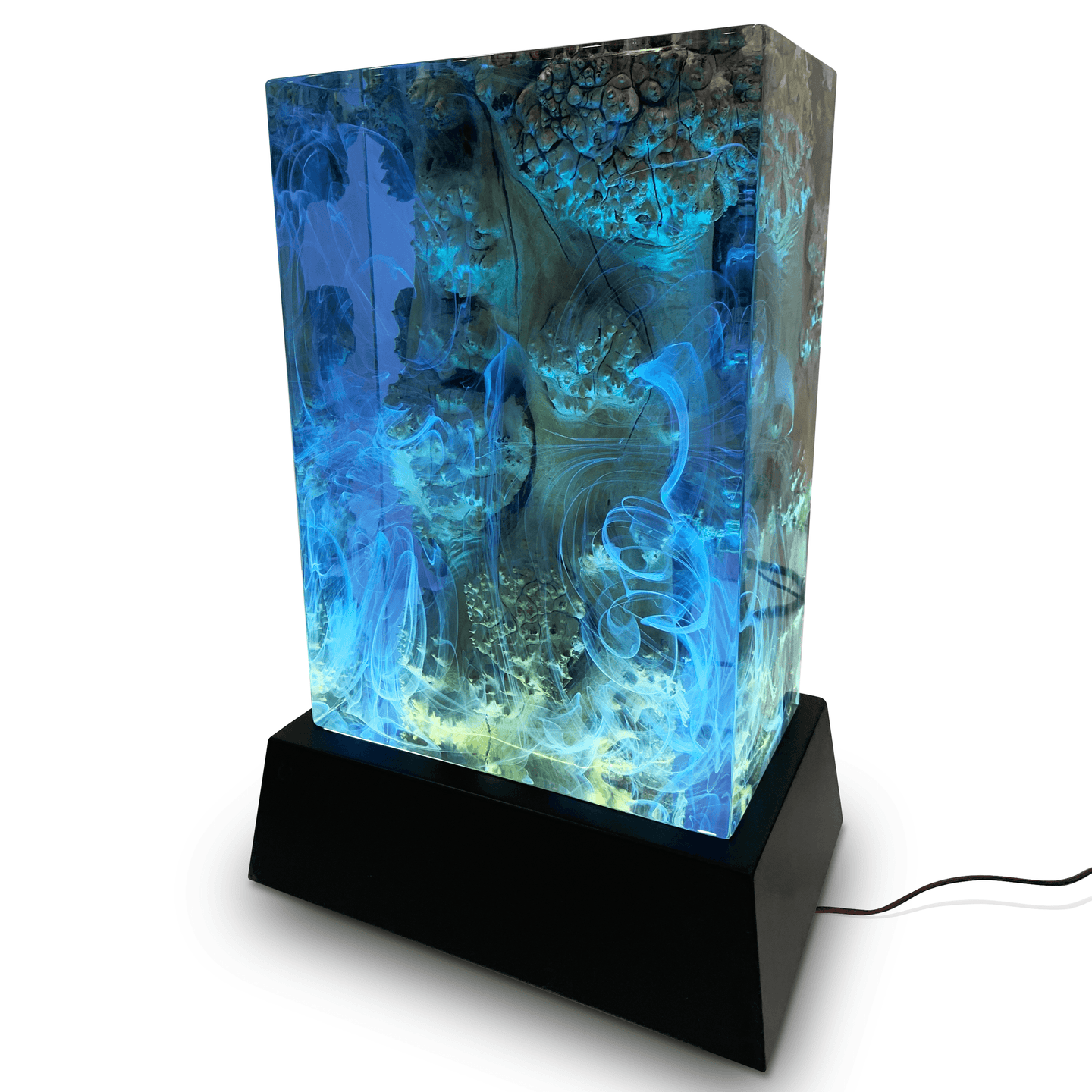 Aura Ocean Cube Lamp - Table & Desk Lamp - www.arditicollection.com - Table & Desk Lamp, dining tables, dining chairs, buffets sideboards, kitchen islands counter tops, coffee tables, end side tables, center tables, consoles, accent chairs, sofas, tv stands, cabinets, bookcases, poufs benches, chandeliers, hanging lights, floor lamps, table desk lamps, wall lamps, decorative objects, wall decors, mirrors, walnut wood, olive wood, ash wood, silverberry wood, hackberry wood, chestnut wood, oak wood