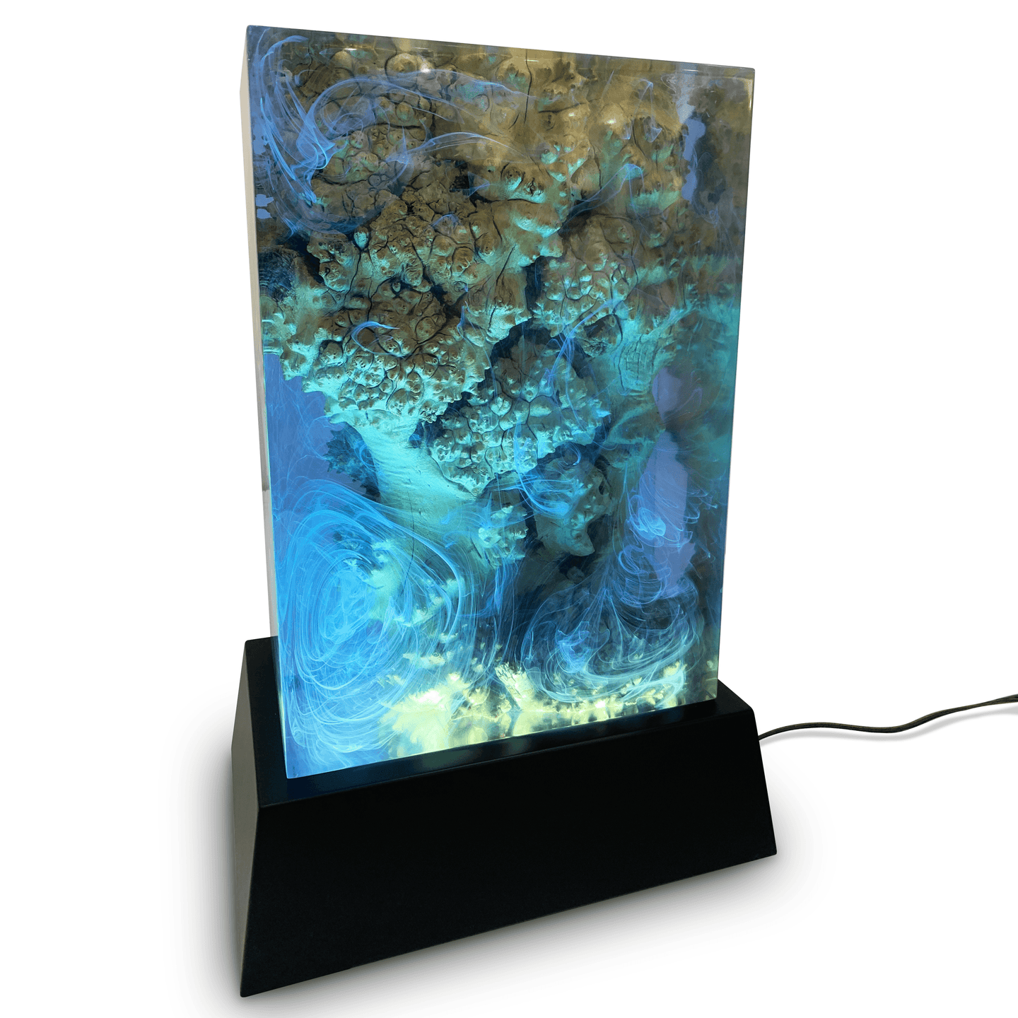 Aura Ocean Cube Lamp - Table & Desk Lamp - www.arditicollection.com - Table & Desk Lamp, dining tables, dining chairs, buffets sideboards, kitchen islands counter tops, coffee tables, end side tables, center tables, consoles, accent chairs, sofas, tv stands, cabinets, bookcases, poufs benches, chandeliers, hanging lights, floor lamps, table desk lamps, wall lamps, decorative objects, wall decors, mirrors, walnut wood, olive wood, ash wood, silverberry wood, hackberry wood, chestnut wood, oak wood