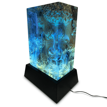 Aura Ocean Cube Lamp - Table & Desk Lamp - www.arditicollection.com - Table & Desk Lamp, dining tables, dining chairs, buffets sideboards, kitchen islands counter tops, coffee tables, end side tables, center tables, consoles, accent chairs, sofas, tv stands, cabinets, bookcases, poufs benches, chandeliers, hanging lights, floor lamps, table desk lamps, wall lamps, decorative objects, wall decors, mirrors, walnut wood, olive wood, ash wood, silverberry wood, hackberry wood, chestnut wood, oak wood