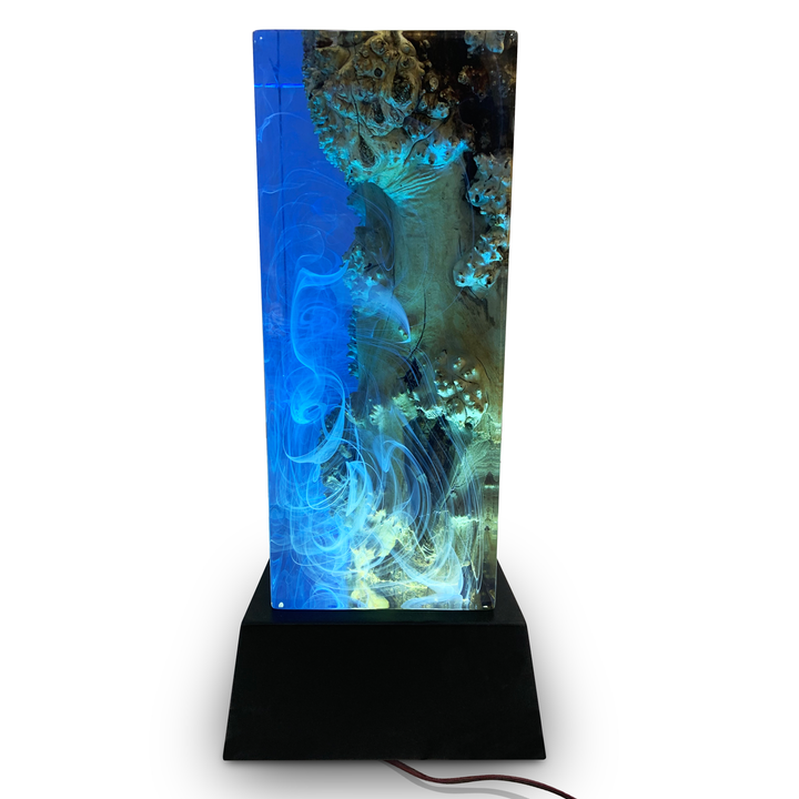 Aura Ocean Cube Lamp - Table & Desk Lamp - www.arditicollection.com - Table & Desk Lamp, dining tables, dining chairs, buffets sideboards, kitchen islands counter tops, coffee tables, end side tables, center tables, consoles, accent chairs, sofas, tv stands, cabinets, bookcases, poufs benches, chandeliers, hanging lights, floor lamps, table desk lamps, wall lamps, decorative objects, wall decors, mirrors, walnut wood, olive wood, ash wood, silverberry wood, hackberry wood, chestnut wood, oak wood