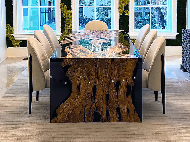 Feronia Semi-Waterfall Olive Wood Dining Table Dining Tables Arditi Collection