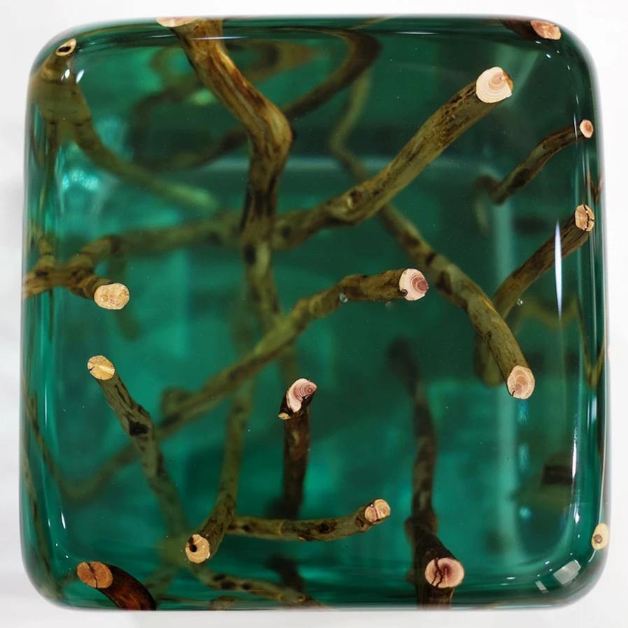 Green Branches Cube End Table - End & Side Table - www.arditicollection.com - End & Side Table, dining tables, dining chairs, buffets sideboards, kitchen islands counter tops, coffee tables, end side tables, center tables, consoles, accent chairs, sofas, tv stands, cabinets, bookcases, poufs benches, chandeliers, hanging lights, floor lamps, table desk lamps, wall lamps, decorative objects, wall decors, mirrors, walnut wood, olive wood, ash wood, silverberry wood, hackberry wood, chestnut wood, oak wood