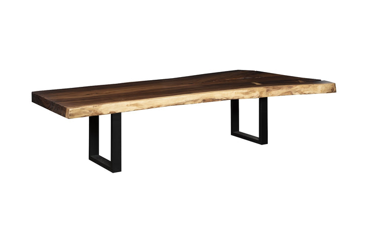 Origins Dining Table Live Edge, Natural, Satin Black Legs ID109970 118" Natural Slab Table Phillips Collection