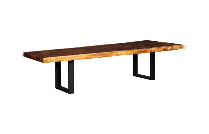 Origins Dining Table Live Edge, Natural, Satin Black Legs ID113621 118" Natural Slab Table Phillips Collection
