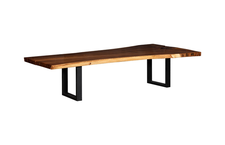 Origins Dining Table Live Edge, Natural, Satin Black Legs ID113844 118" Natural Slab Table Phillips Collection