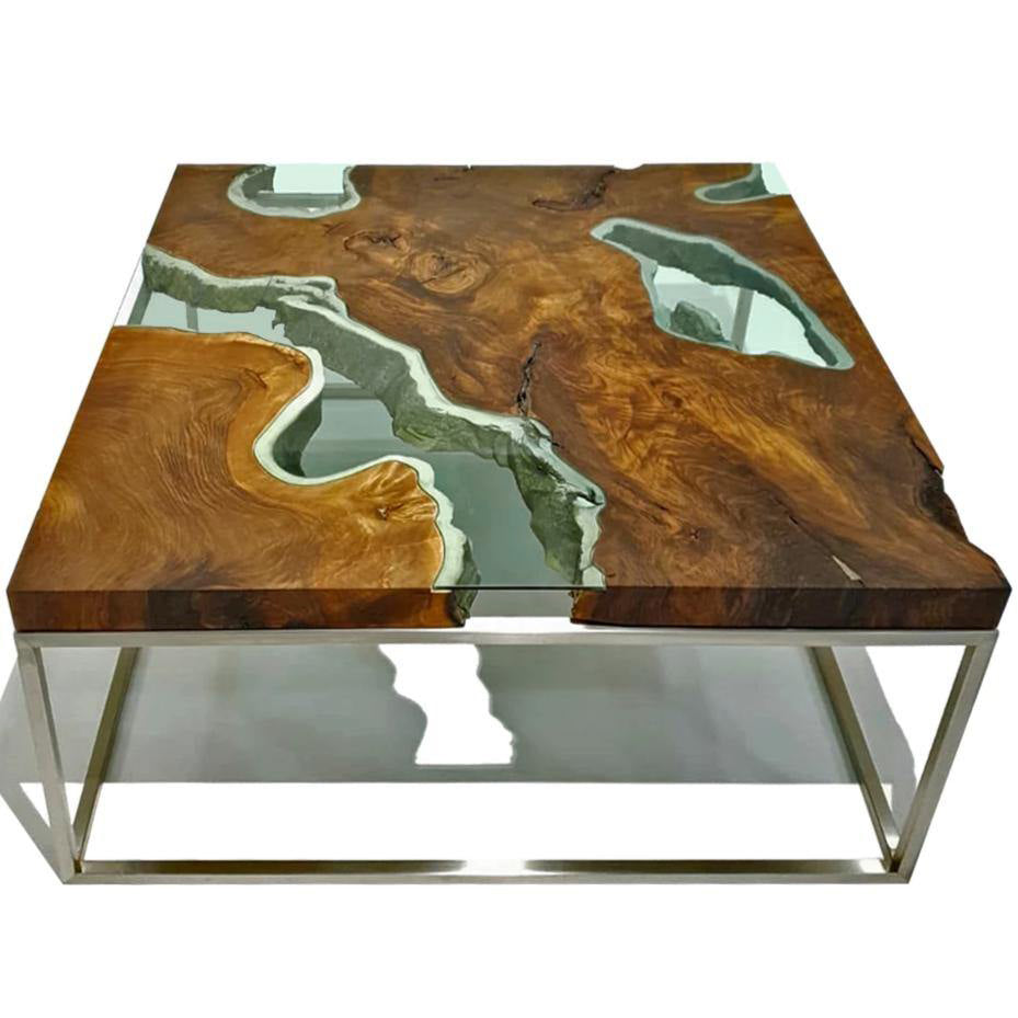 Mnestra Walnut Wood Square Coffee Table Coffee Tables Arditi Collection