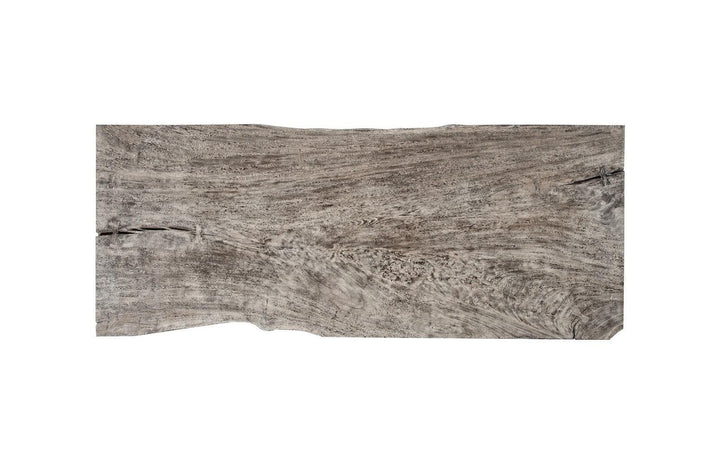 Origins Dining Table Live Edge, Gray Stone, Straight Satin Black Legs TH113107 Natural Slab Tables Phillips Collection