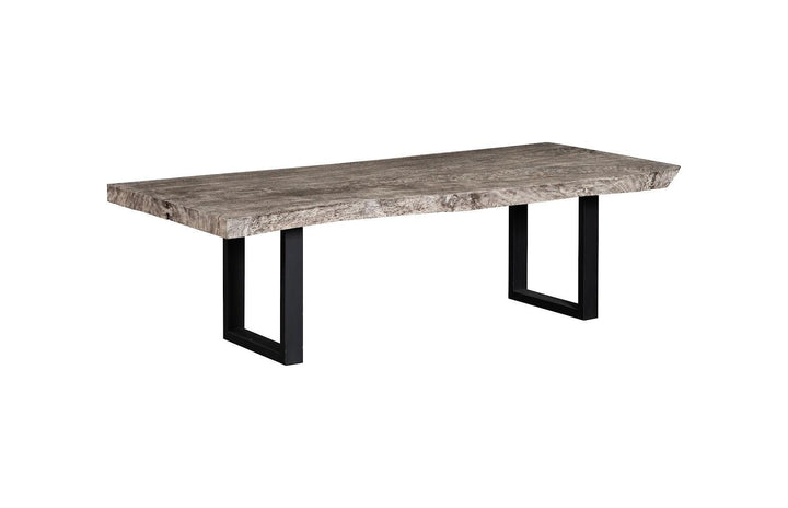 Origins Dining Table Live Edge, Gray Stone, Straight Satin Black Legs TH113107 Natural Slab Tables Phillips Collection