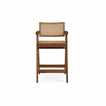 Pierre J Stool Teak Full Wicker Outdoor Stools Soho Concept