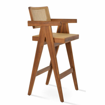 Pierre J Stool Teak Full Wicker Outdoor Stools Soho Concept