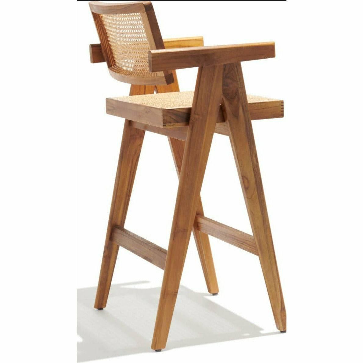 Pierre J Stool Teak Full Wicker Outdoor Stools Soho Concept