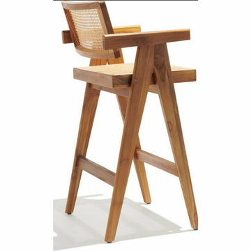 Pierre J Stool Teak Full Wicker Outdoor Stools Soho Concept