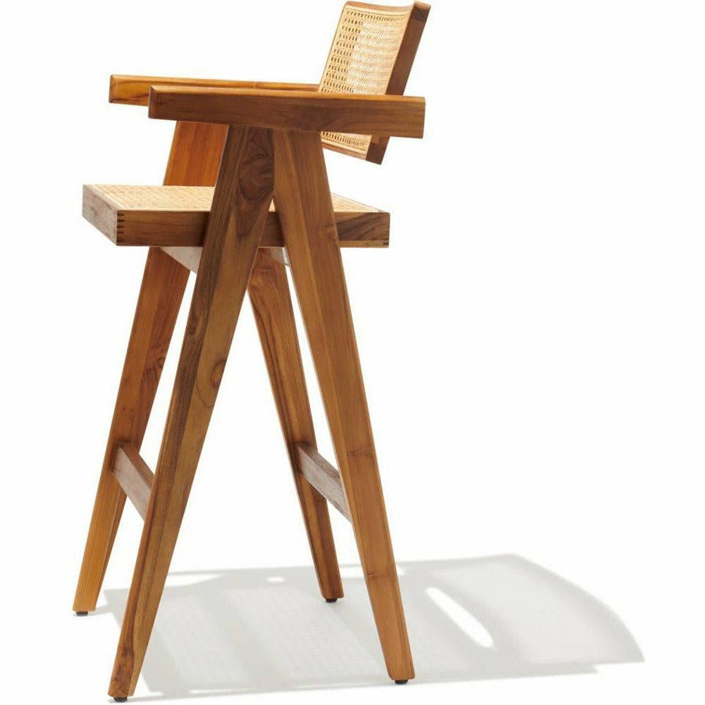 Pierre J Stool Teak Full Wicker Outdoor Stools Soho Concept