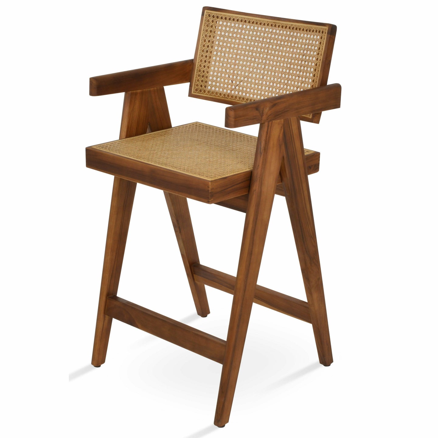 Pierre J Stool Teak Full Wicker Outdoor Stools Soho Concept