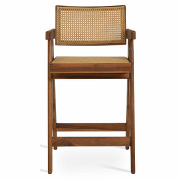 Pierre J Stool Teak Full Wicker Outdoor Stools Soho Concept