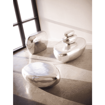 River Stone Cocktail Table, Silver LG – Modern Studio River Stone Cocktail Table, Silver LG – Modern Studio
