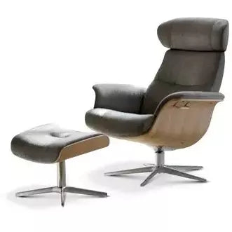 TIMEOUT Recliner + Footstool + Charcoal + Oak Lounge Chairs Conform