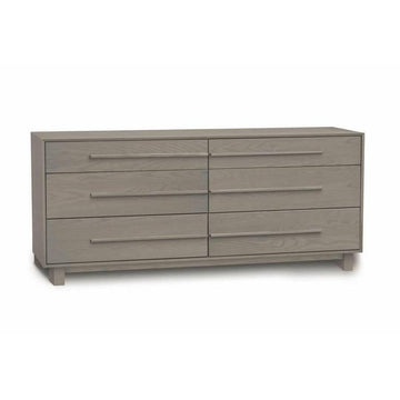 sloane mid century modern solid wood dresser Walker Edison Furniture Company Mid-Century Caramel 6-Drawer 52 in. HD9998 century modern design featuring angled legs and cutout handles of solid pine wood in a stained finish Copeland Furniture Sloane 6 Drawer