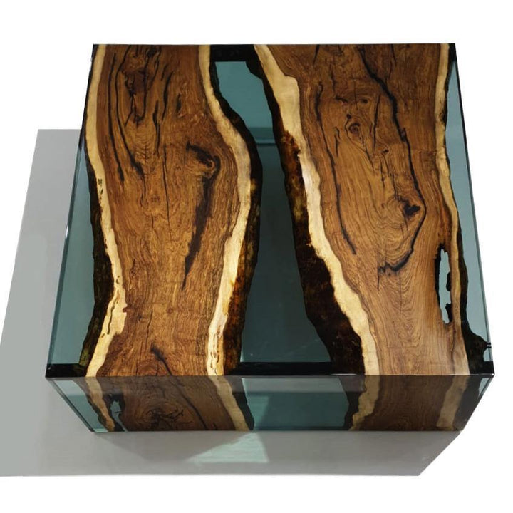 Smoked Aqua Green Waterfall Coffee Table - Coffee Table - www.arditicollection.com - Walnut Wood Coffee Table dining, tables, dining chairs, buffets sideboards, kitchen islands counter tops, coffee tables, end side tables, center tables, consoles, accent chairs, sofas, tv stands, cabinets, bookcases, poufs benches, chandeliers, hanging lights, floor lamps, table desk lamps, wall lamps, decorative objects, wall decors, mirrors, walnut wood, olive wood, ash wood, silverberry wood, hackberry wood