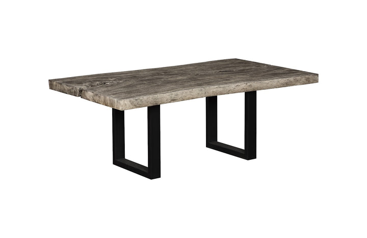 Origins Dining Table Live Edge, Gray Stone, Straight Satin Black Legs TH105986 72" Natural Slab Table Phillips Collection