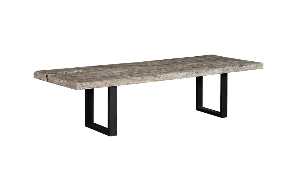 Origins Dining Table Straight Edge, Gray Stone, Satin Black Legs TH108210 72" Natural Slab Table Phillips Collection