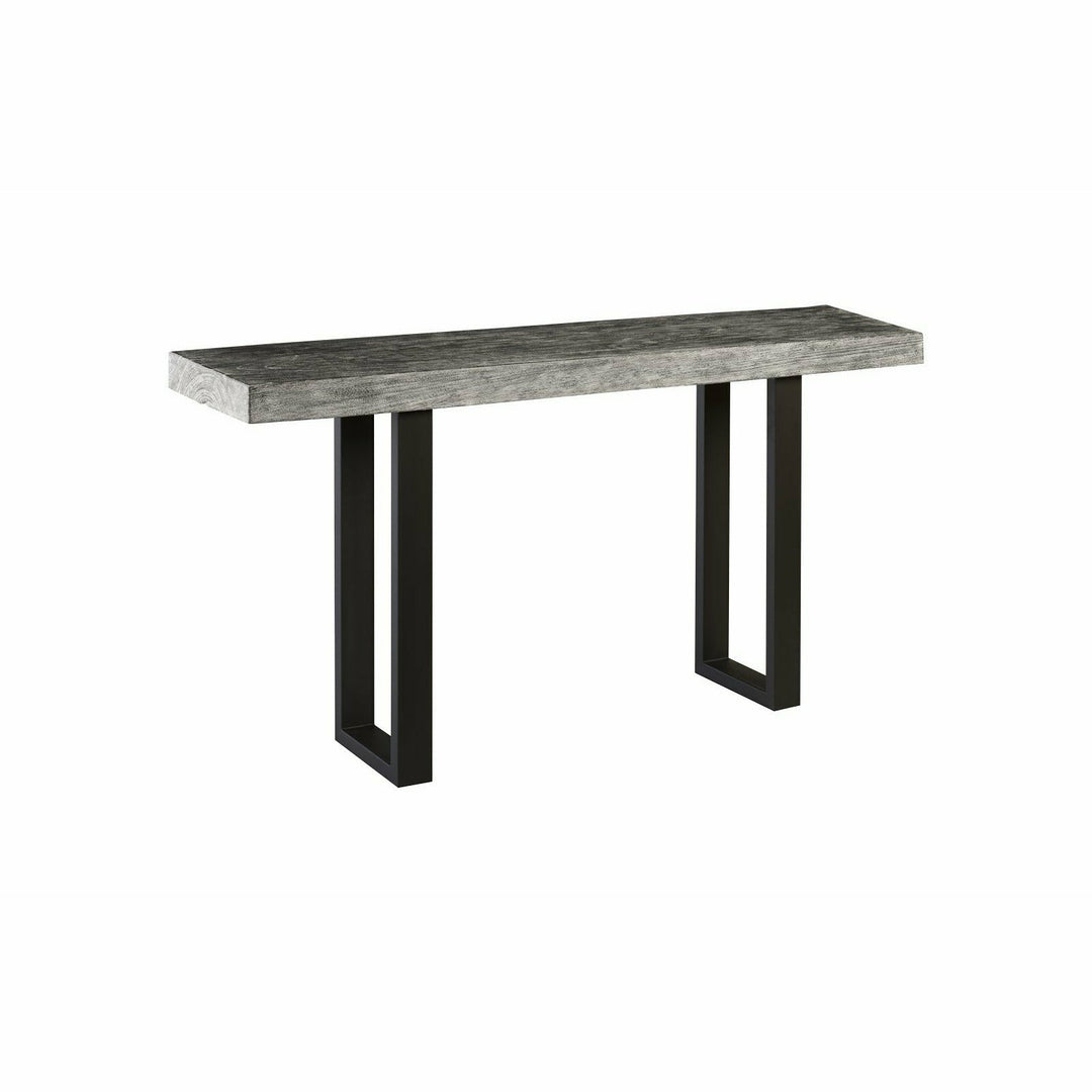 Chamcha Wood Console Table Metal U Legs, Gray Stone Finish Sideboards Phillips Collection