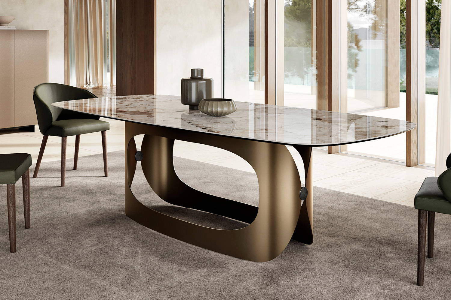eForma Polifemo dining table in a modern Italian lifestyle setting