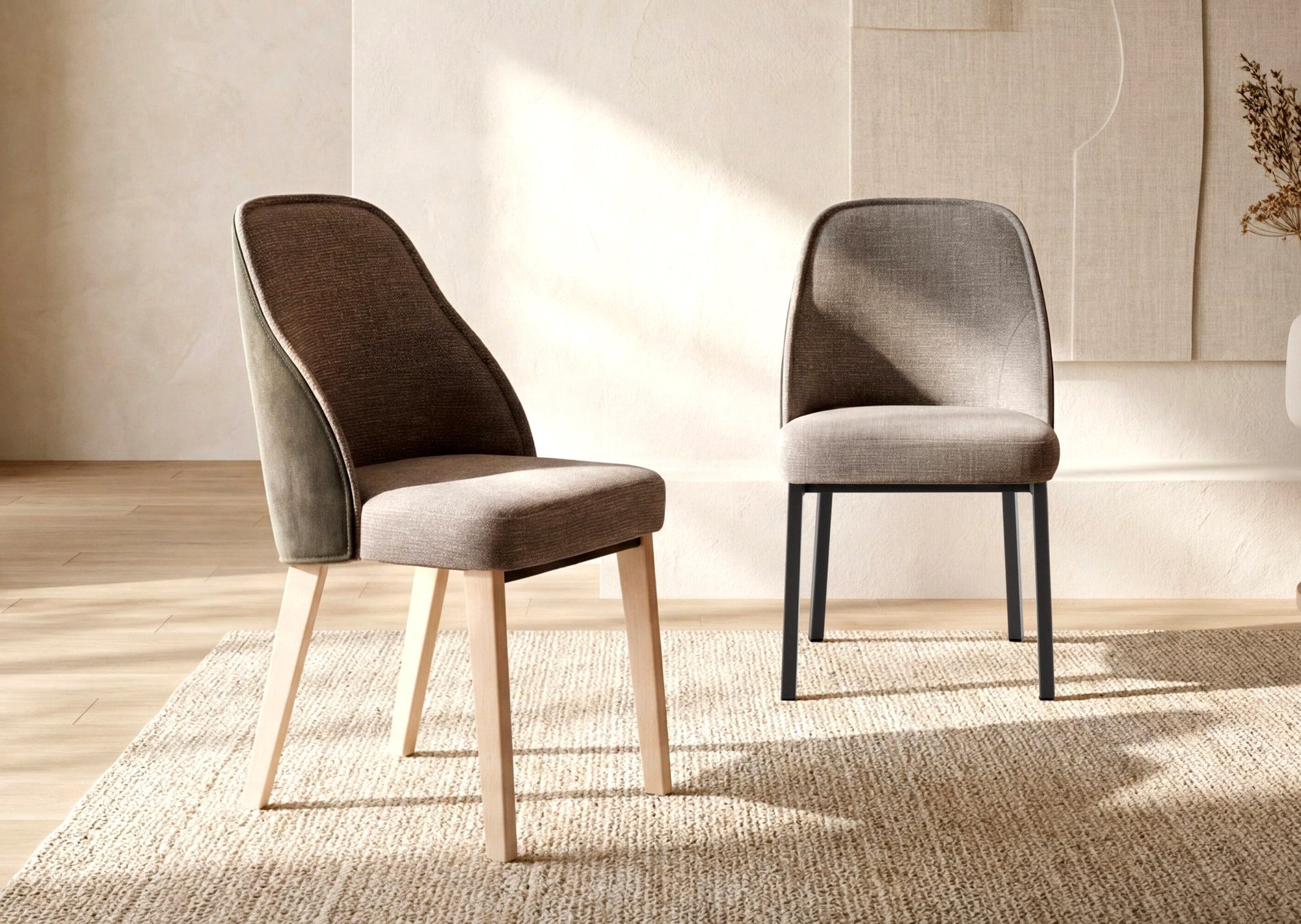 Two Trica June dining chairs on a light rug